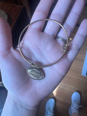 Gold Alex & Ani Football Charm Bangle - NY GIANTS